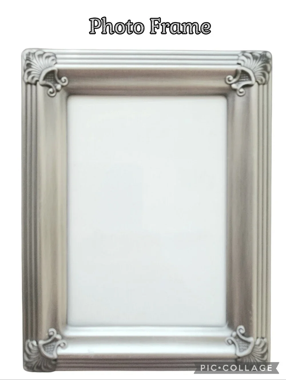Frame photo silver decorative corners black back & glass front